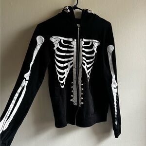 Black and white skeleton zip up